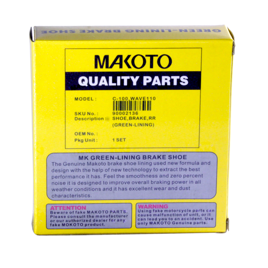 MK Brake Shoe (Green Lining) (C100, WAVE110, XRM110)