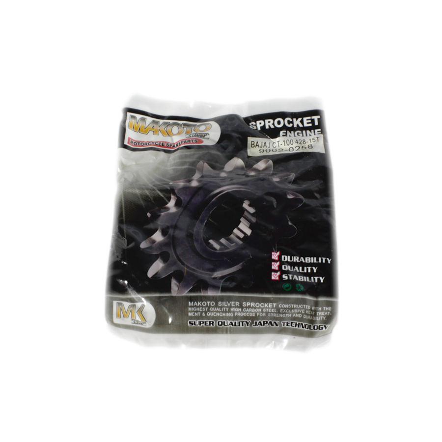 MK-Silver Engine, Sprocket (15T) (BAJAJ CT-100)