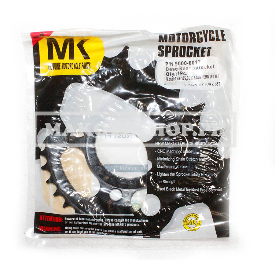 SPROCKET, REAR (38T) (MK) (TMX-155, CG125, SUPREMO 150)