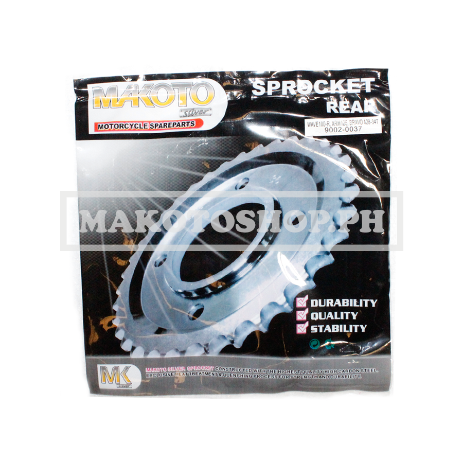 SPROCKET, REAR (34T/428) w/canal (MK-S) (WAVE100-R, XRM125, BRAVO)
