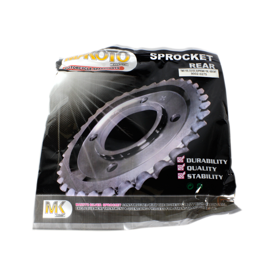MK-Silver Rear, Sprocket (34T) (TMX 155, CG125, SUPREMO150)